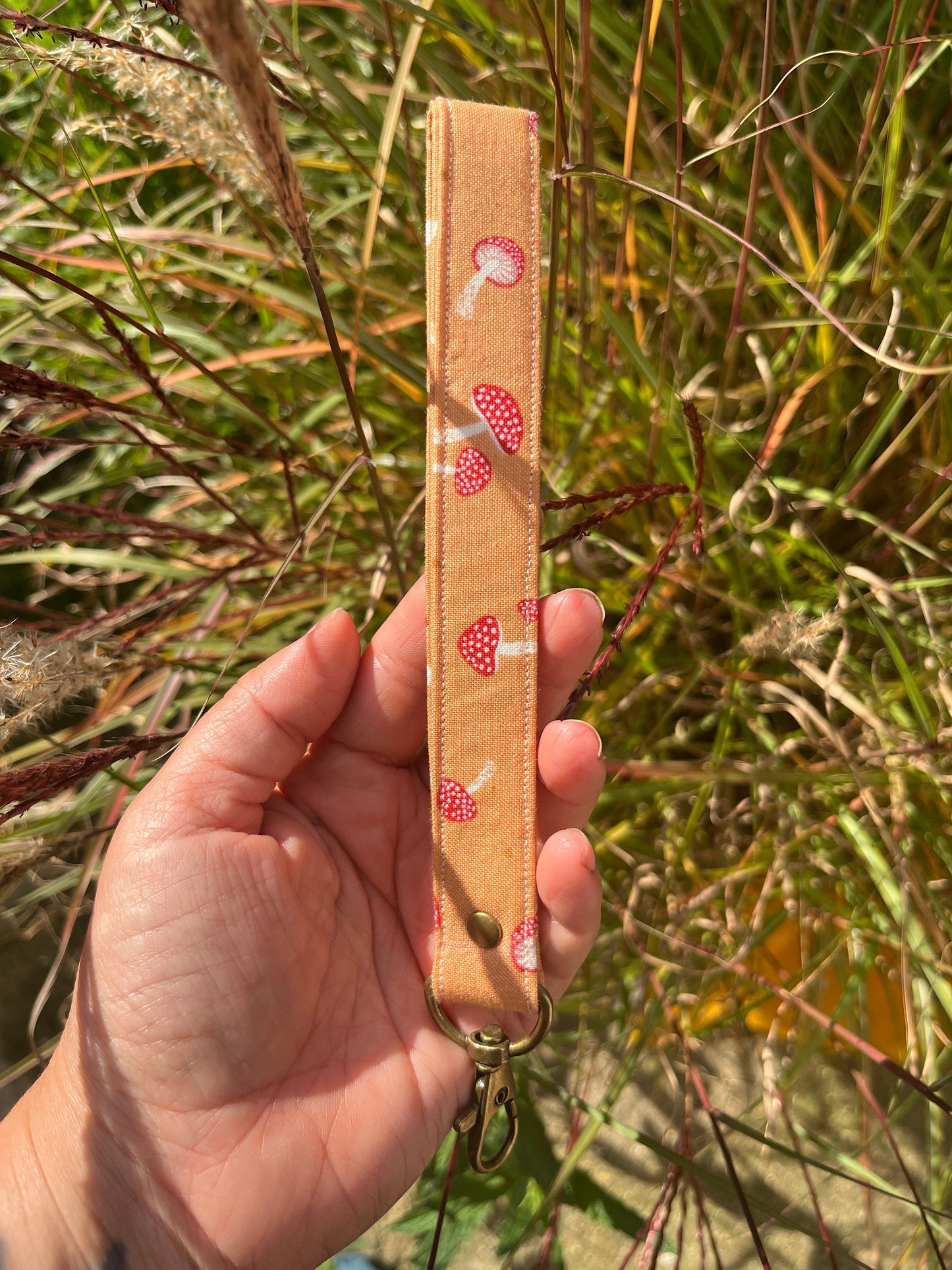 Mushroom Fabric Wristlet