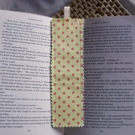 Pink Dots On Yellow Bookmark