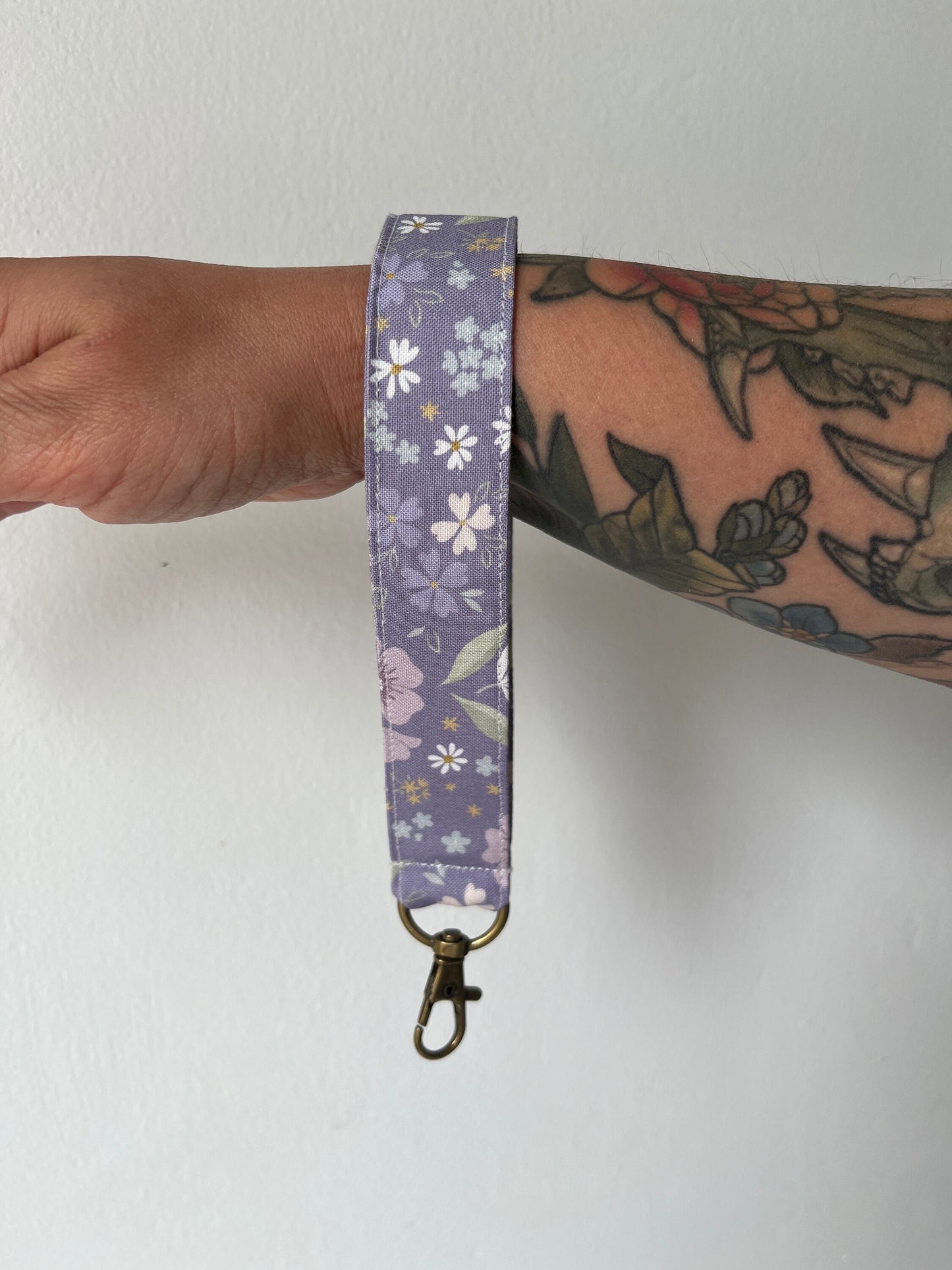 Purple Wildflower Fabric Wristlet