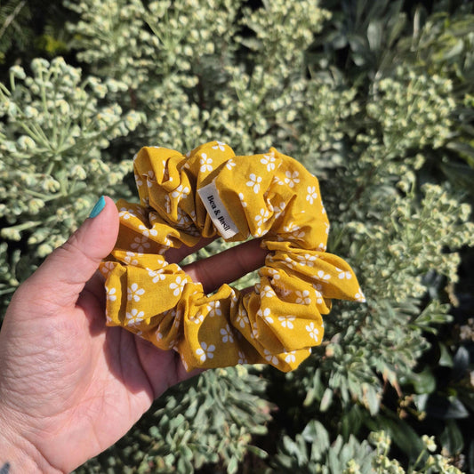 Large Scrunchies - Floral Yellow