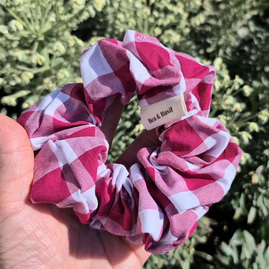 Large Scrunchies - Gingham Magenta