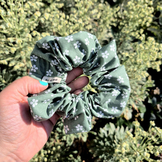 Large Scrunchies - Floral Green