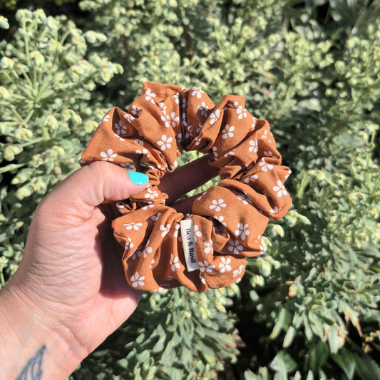 Large Scrunchies - Floral Orange