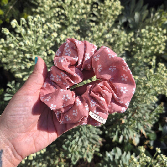 Large Scrunchies - Floral Pink