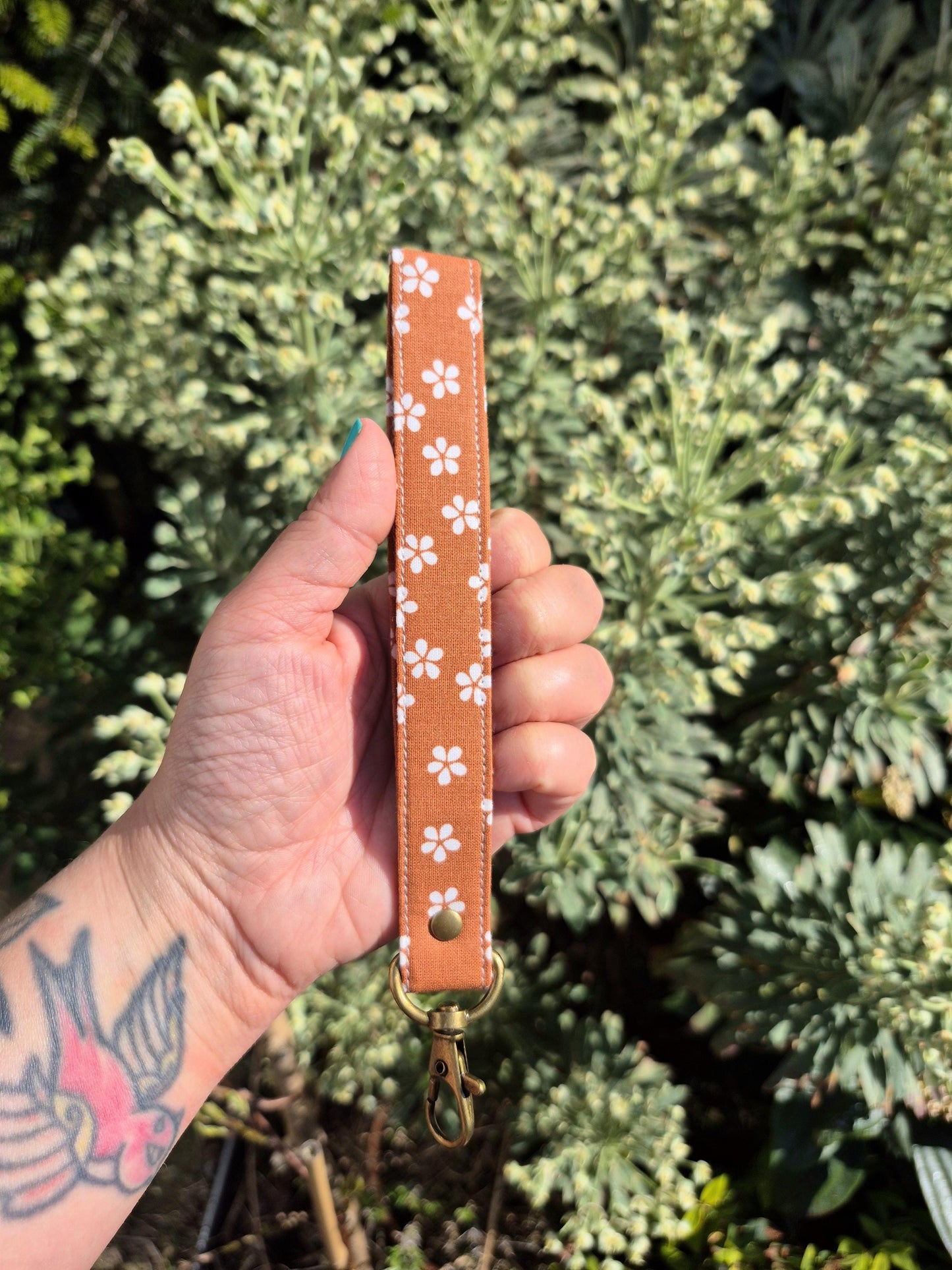 Floral Orange Fabric Wristlet