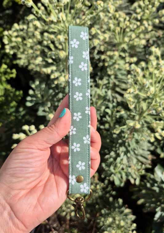 Floral Green Fabric Wristlet