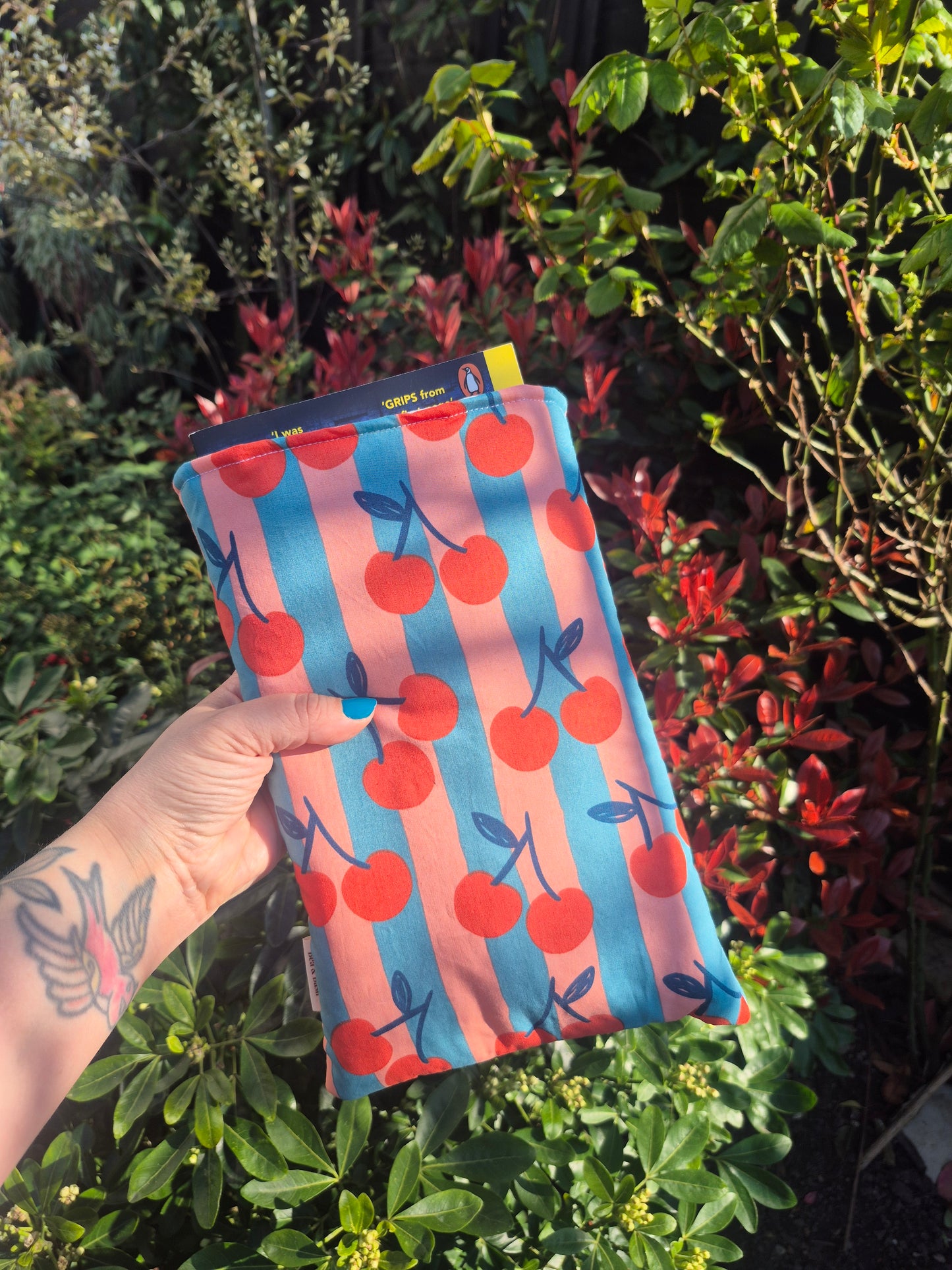 Book Sleeve - Cherries on Stripes
