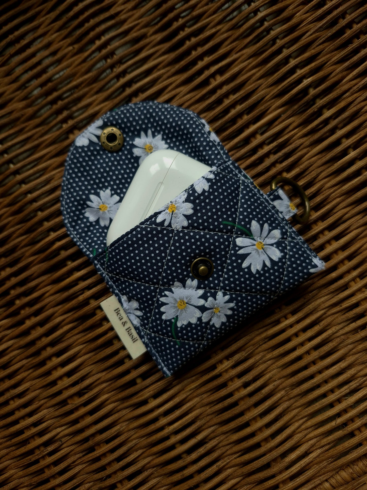 Navy Daisy AirPods Case