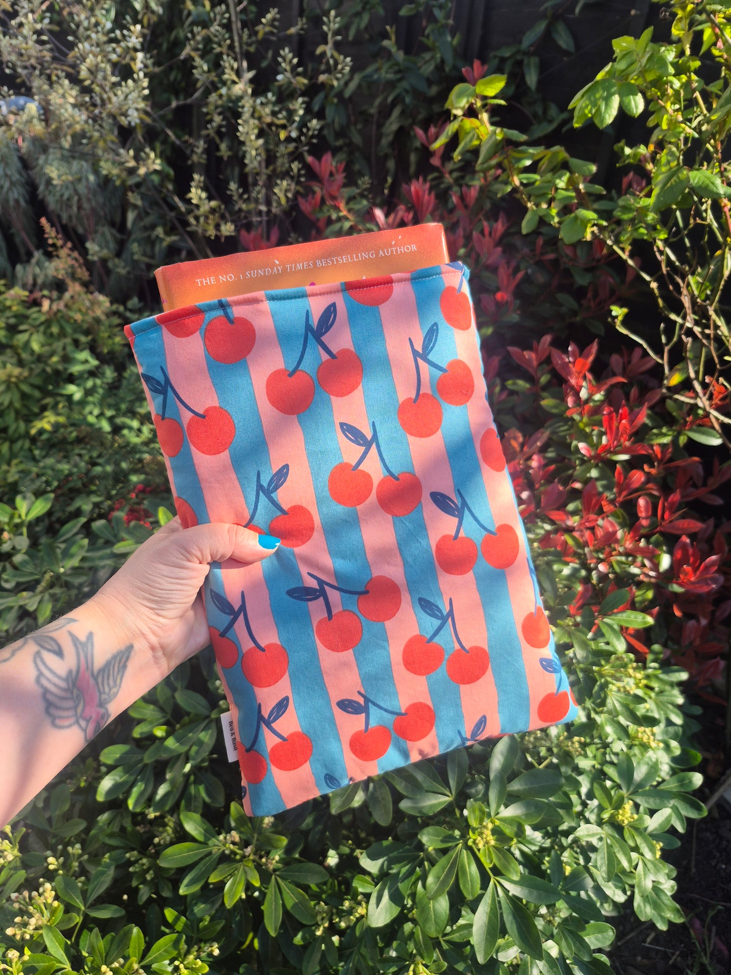 Book Sleeve - Cherries on Stripes